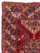 Dezgiri Anatolian Tribal Wool Rug – 5’x8’– Hand-Knotted Red Medallion Rug with Geometric Motifs