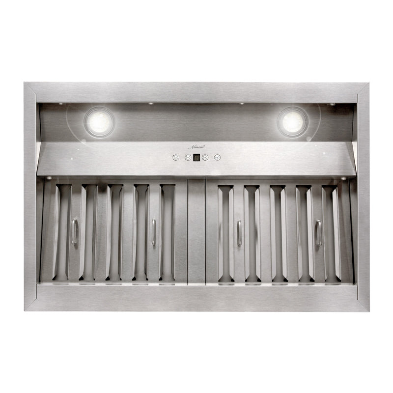 30" Range Hood Insert, Stainless Steel Kitchen Vent Hood with Dimmable LED Lights, 600CFM - NX-E90-30