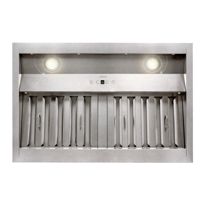 30" Range Hood Insert, Stainless Steel Kitchen Vent Hood with Dimmable LED Lights, 600CFM - NX-E90-30