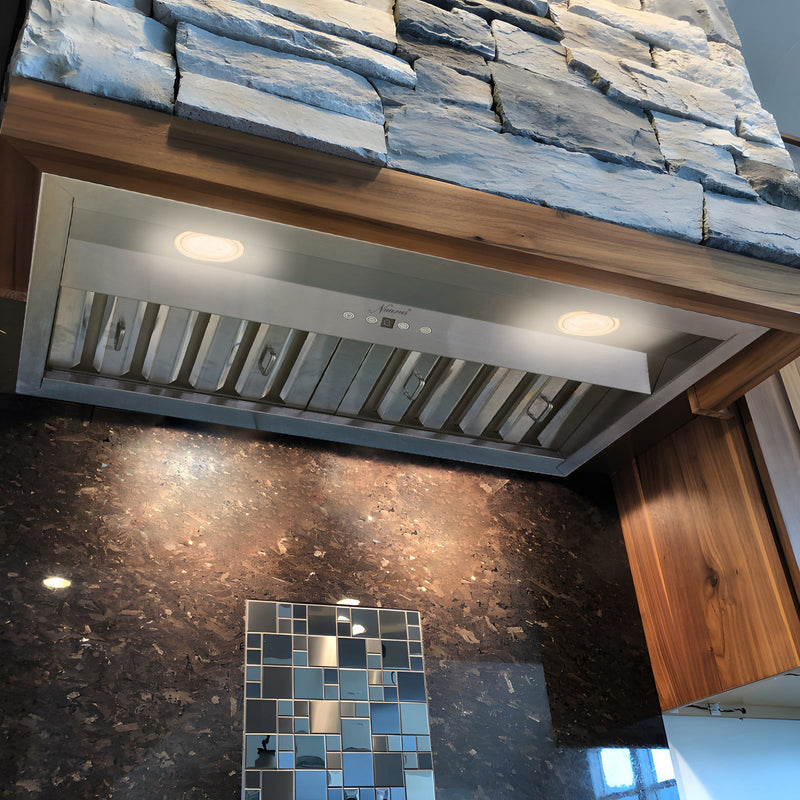30" Range Hood Insert, Stainless Steel Kitchen Vent Hood with Dimmable LED Lights, 600CFM - NX-E90-30