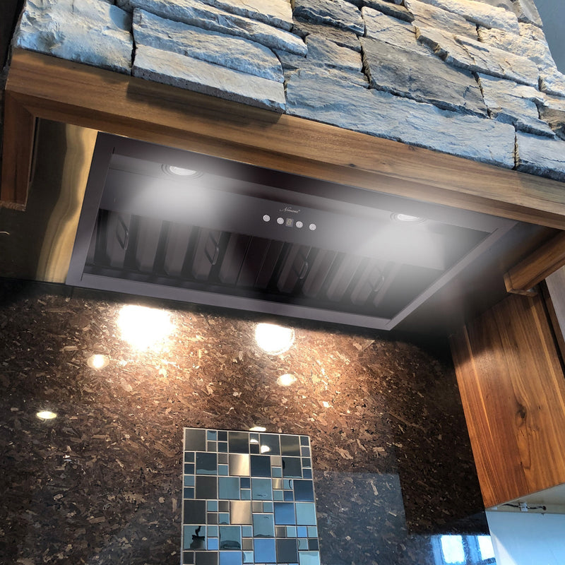 30" Range Hood Insert, Stainless Steel Kitchen Vent Hood with Dimmable LED Lights, 600CFM - NX-E90-30-MB