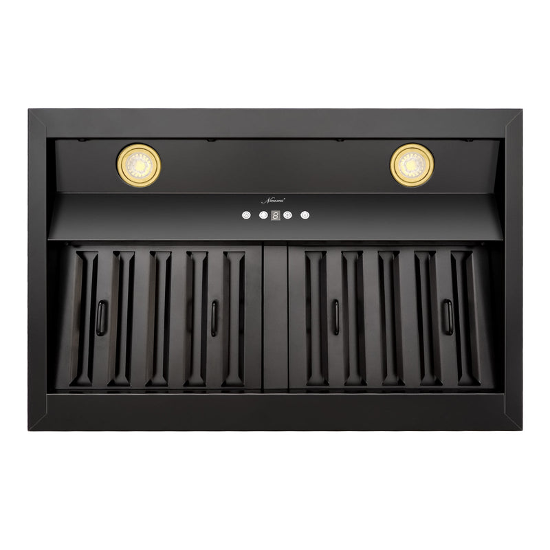 30" Range Hood Insert, Stainless Steel Kitchen Vent Hood with Dimmable LED Lights, 600CFM - NX-E90-30-MB