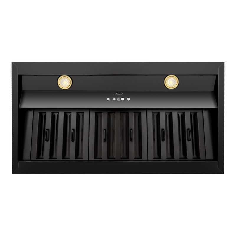 36" Range Hood Insert, Stainless Steel Kitchen Vent Hood with Dimmable LED Lights, 600CFM - NX-E90-36-MB