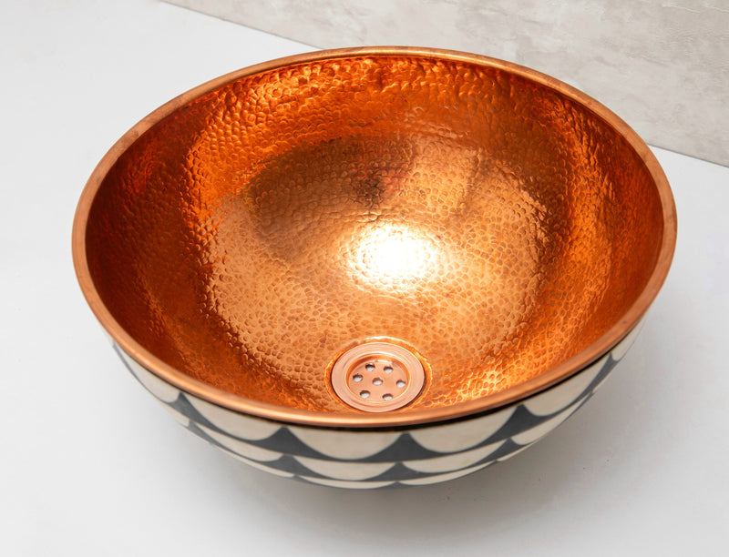 Copper and Wood Vanity Vessel Sink - BRASSMA