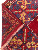 Dezgiri Anatolian Tribal Wool Rug – 5’x8’– Hand-Knotted Red Medallion Rug with Geometric Motifs