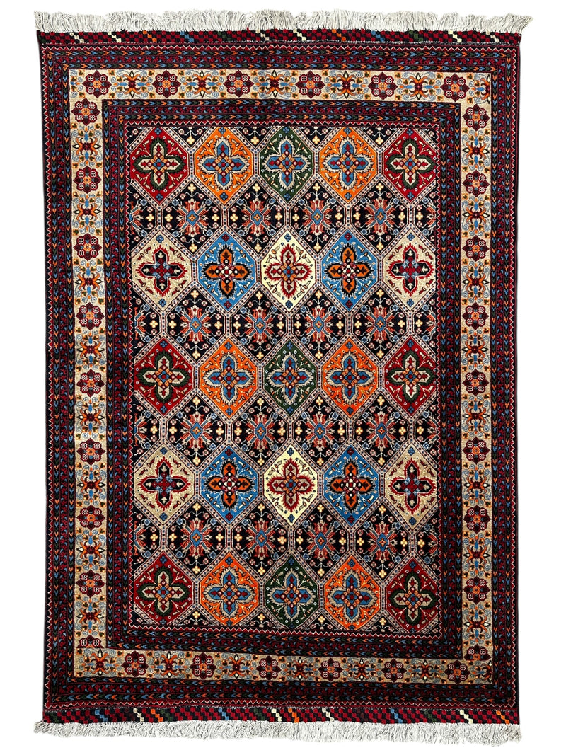Hand-Knotted Afghani Kashi Wool Rug – 4’9″  x  6’10″