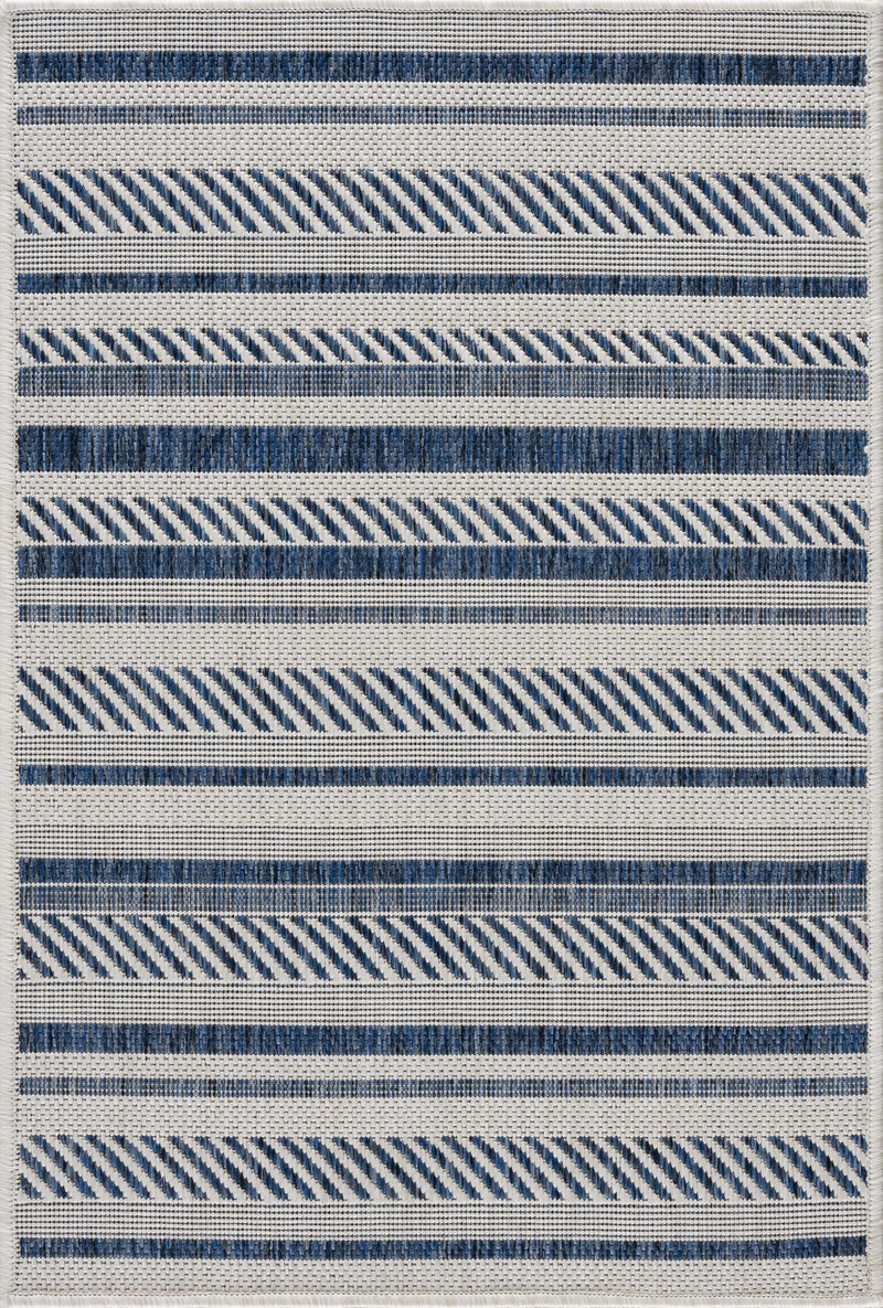 Olin White&Blue Striped Nordic Rug