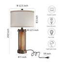 25" Table Lamp Set With Night Light And USB Ports