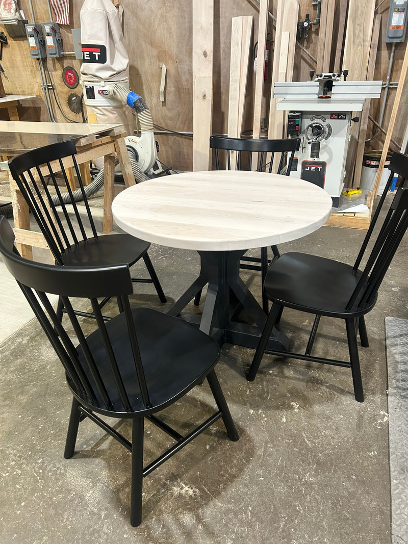 36” round dining table with metal base