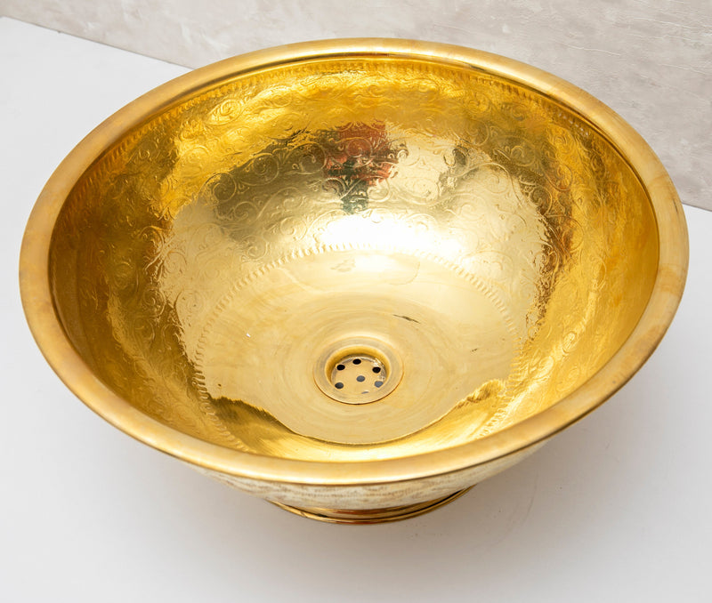 Handcrafted Engraved Brass Vessel Sink - BRASSMA