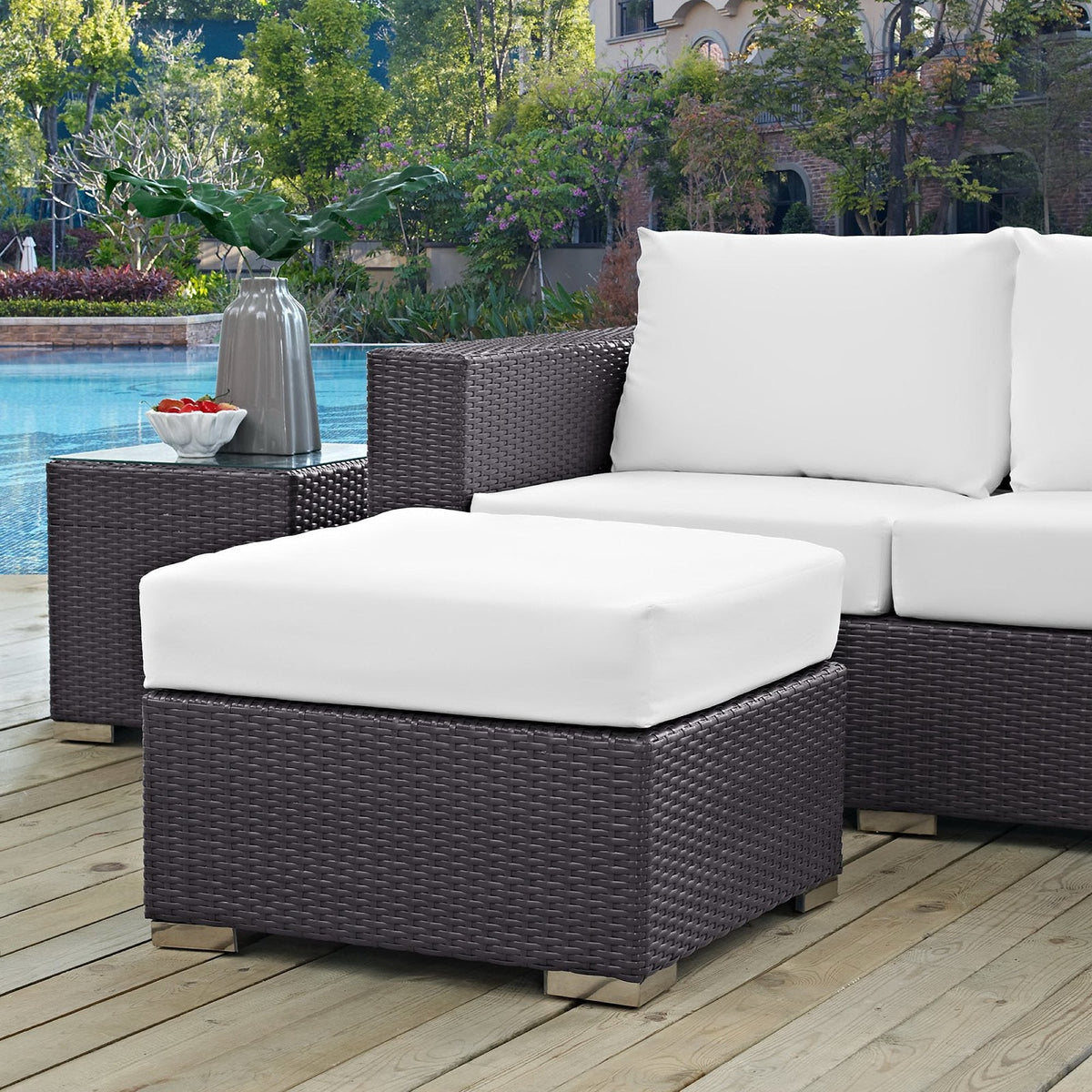 Convene Outdoor Patio Fabric Square Ottoman by Modway, photo 3 of 9