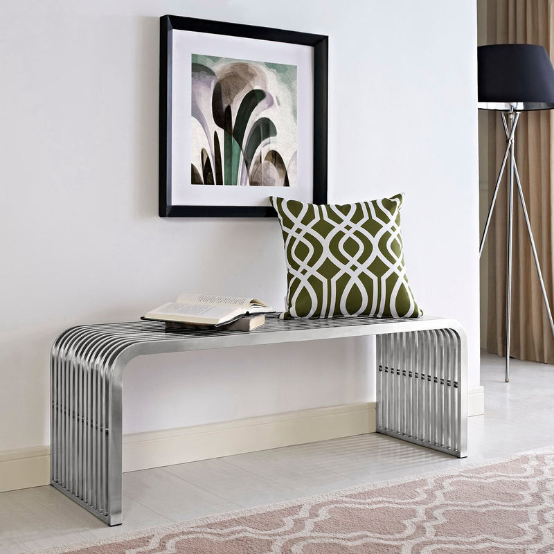 Pipe 47" Stainless Steel Bench by Modway, photo 4 of 4