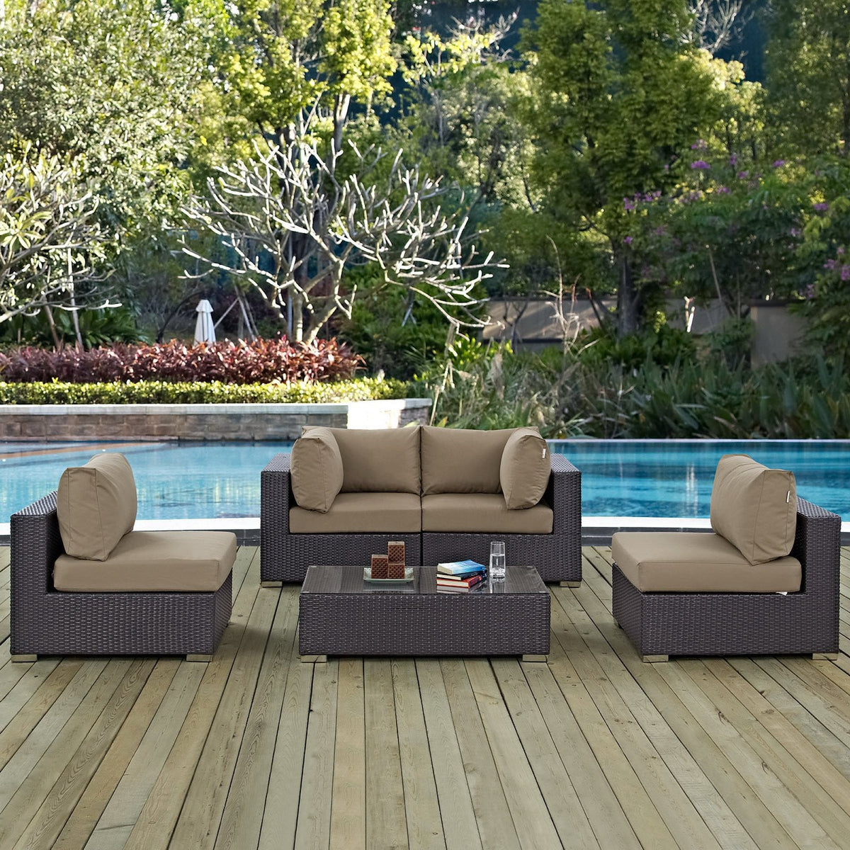 Convene 5 Piece Outdoor Patio Sectional Set by Modway, photo 39 of 46