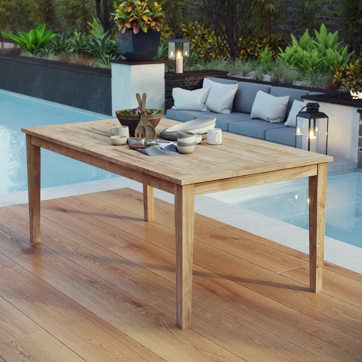 Marina 72" Outdoor Patio Teak Dining Table by Modway, photo 4 of 4