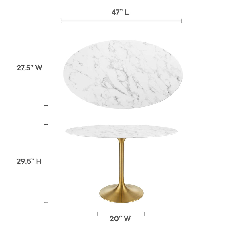 Lippa 48" Oval Faux Marble Dining Table by Modway - EEI-3216, photo 3 of 7