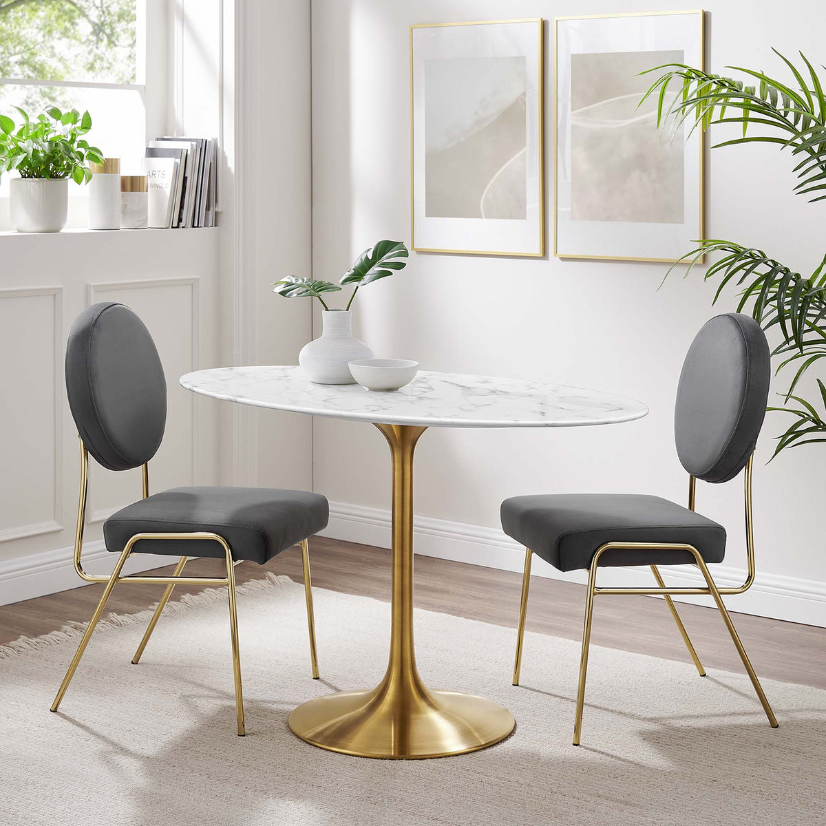 Lippa 48" Oval Faux Marble Dining Table by Modway - EEI-3216, photo 6 of 7