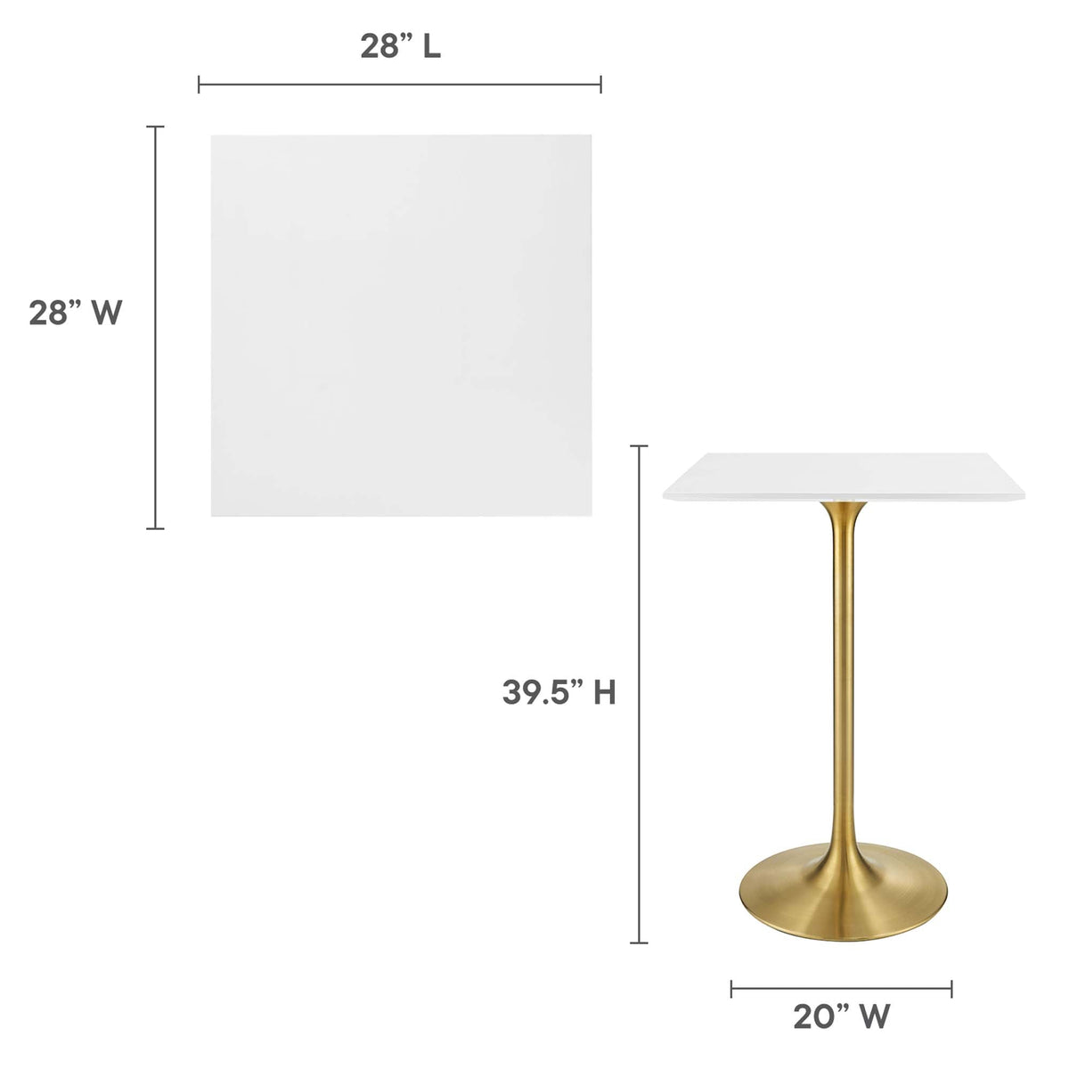 Lippa Square Wood Bar Table by Modway, photo 3 of 14
