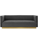 Sanguine Vertical Channel Tufted Performance Velvet Sofa by HouseOfZazla