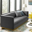 Sanguine Vertical Channel Tufted Performance Velvet Sofa by HouseOfZazla