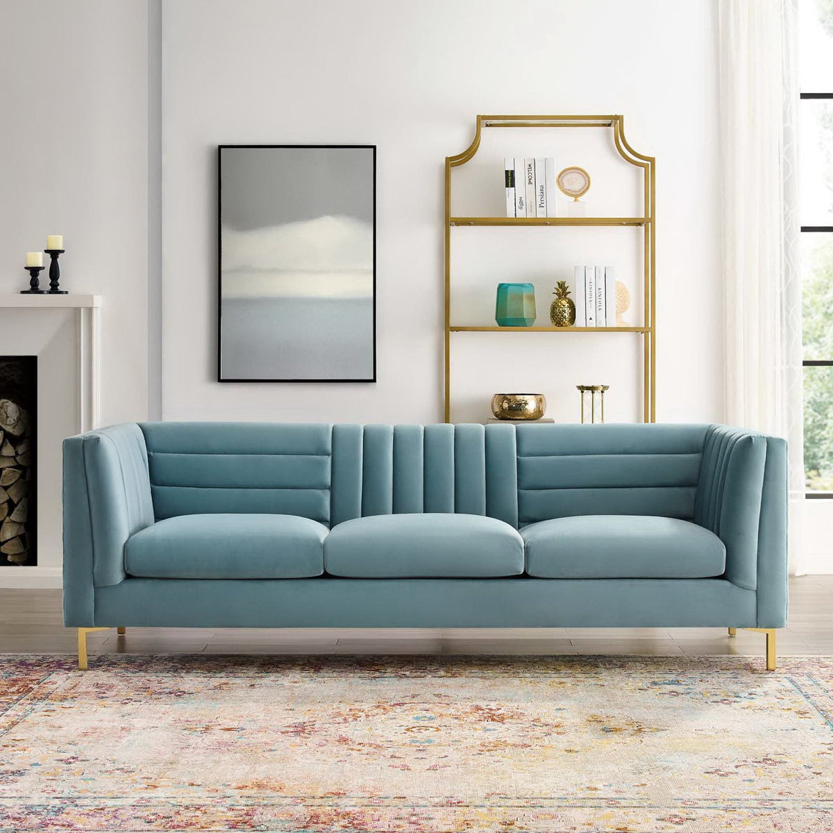 Ingenuity Channel Tufted Performance Velvet Sofa by Modway, photo 2 of 6