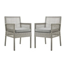 Aura Outdoor Patio Wicker Rattan Dining Armchair Set of 2 by HouseOfZazla