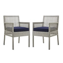 Aura Outdoor Patio Wicker Rattan Dining Armchair Set of 2 by HouseOfZazla