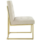 Privy Gold Stainless Steel Upholstered Fabric Dining Accent Chair by HouseOfZazla
