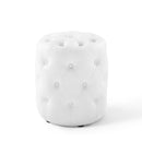 Amour Tufted Button Round Faux Leather Ottoman by HouseOfZazla