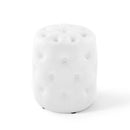 Amour Tufted Button Round Faux Leather Ottoman by HouseOfZazla
