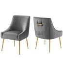 Discern Pleated Back Upholstered Performance Velvet Dining Chair Set of 2 by Modway by HouseOfZazla