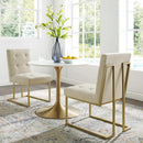 Privy Gold Stainless Steel Upholstered Fabric Dining Accent Chair Set of 2 by Modway by HouseOfZazla