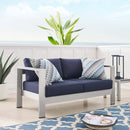 Shore Sunbrella Fabric Aluminum Outdoor Patio Loveseat by Modway by HouseOfZazla