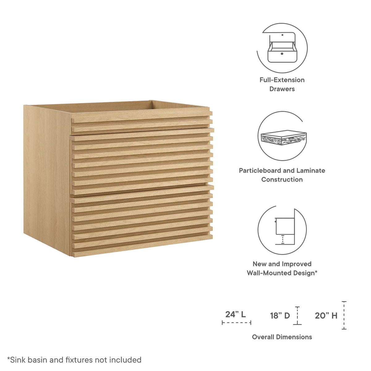 Render 24" Wall-Mount Bathroom Vanity Cabinet by Modway, photo 18 of 42