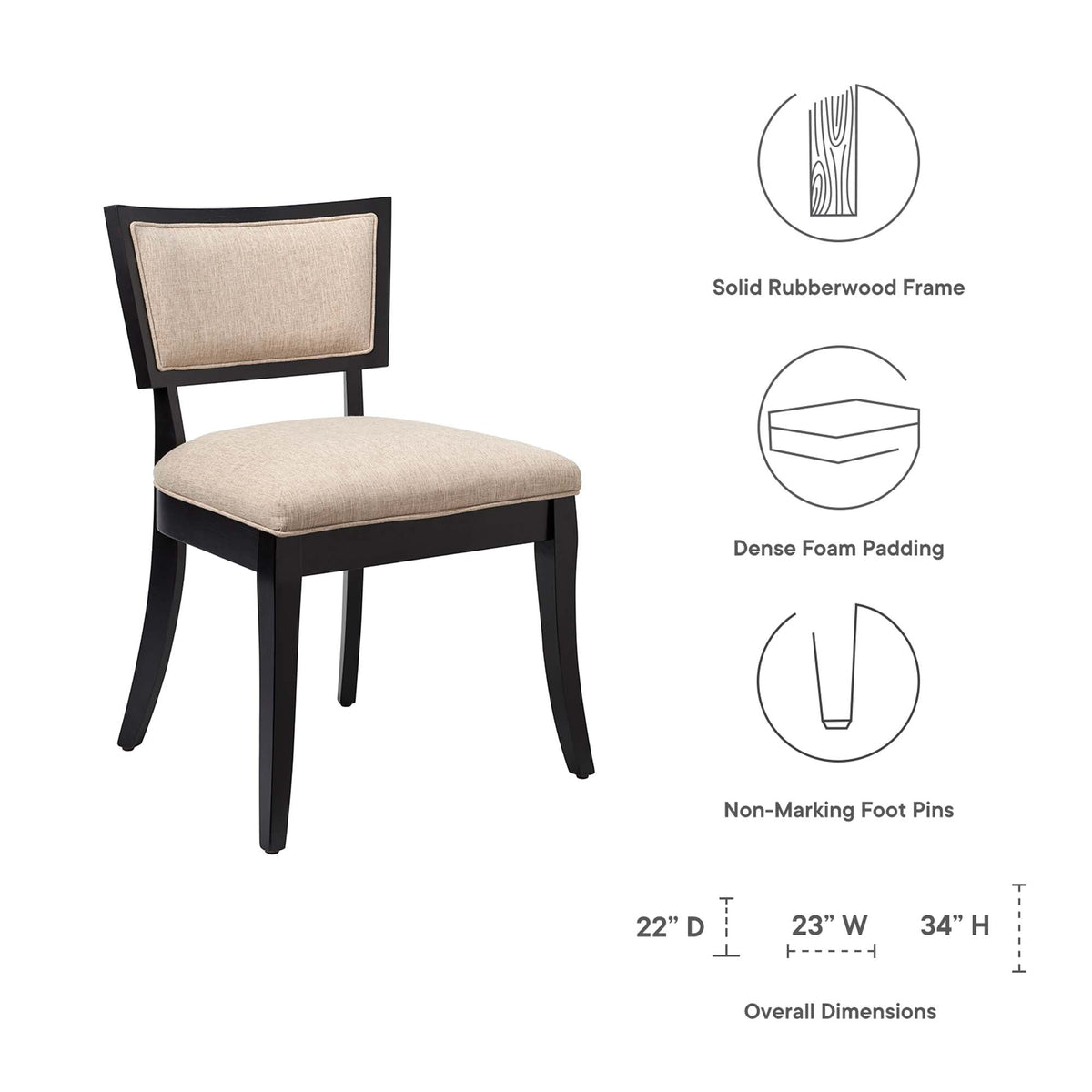 Pristine Upholstered Fabric Dining Chairs Set of 2 by Modway, photo 13 of 14
