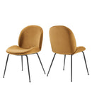 Scoop Black Powder Coated Steel Leg Performance Velvet Dining Chairs Set of 2 by HouseOfZazla