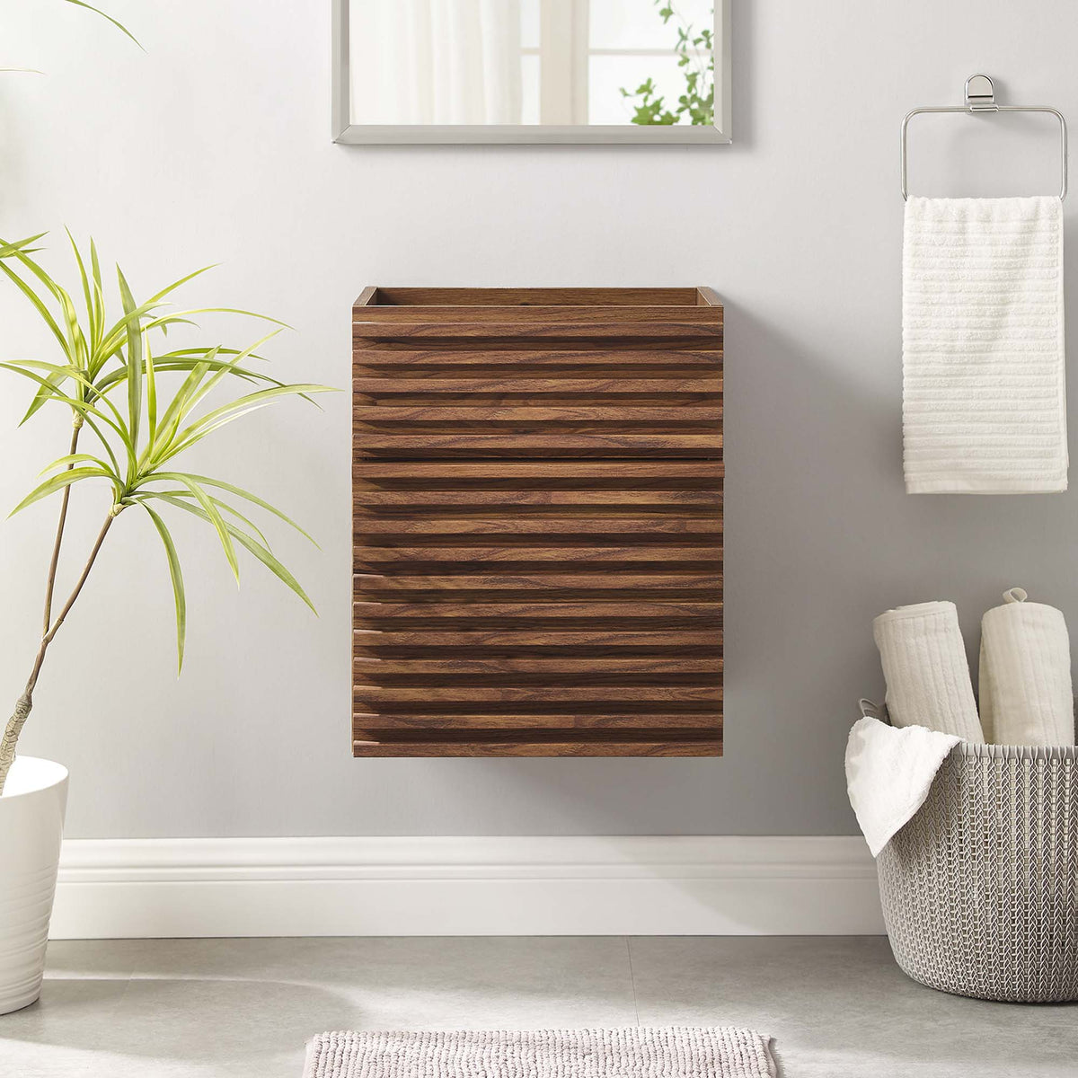 Render 18" Wall-Mount Bathroom Vanity Cabinet (Walnut) by Modway, photo 7 of 7