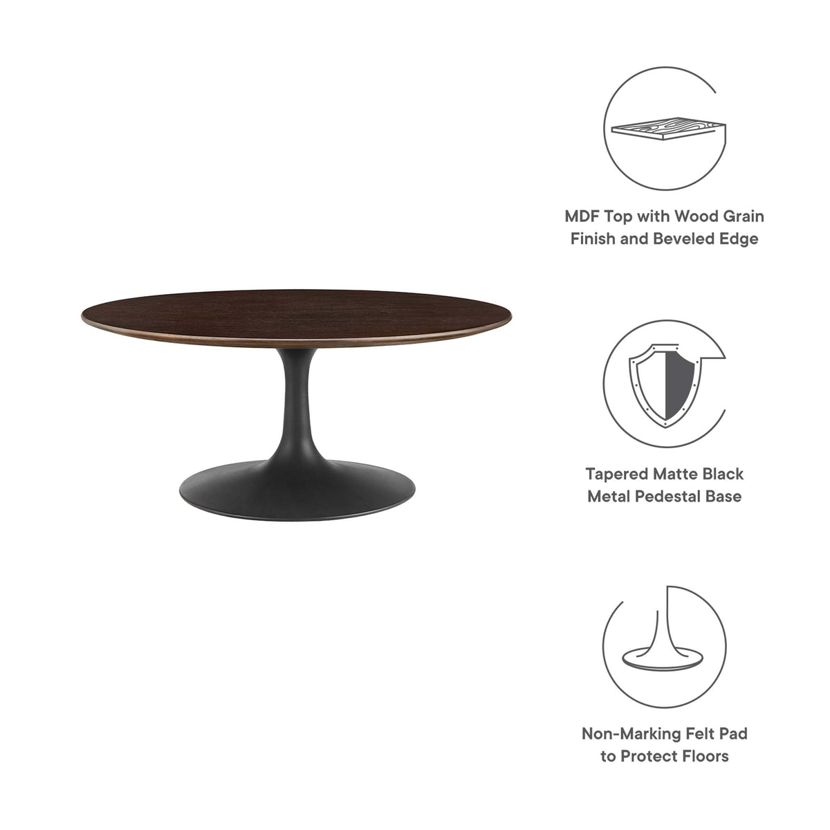 Lippa 36" Round Wood Coffee Table by Modway, photo 3 of 7