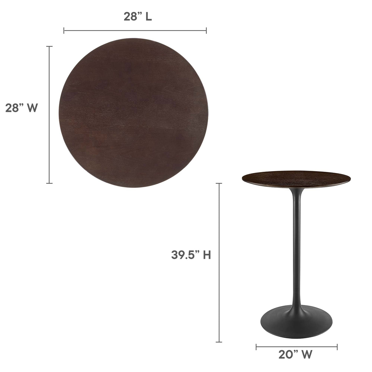 Lippa Round Wood Bar Table by Modway, photo 16 of 28