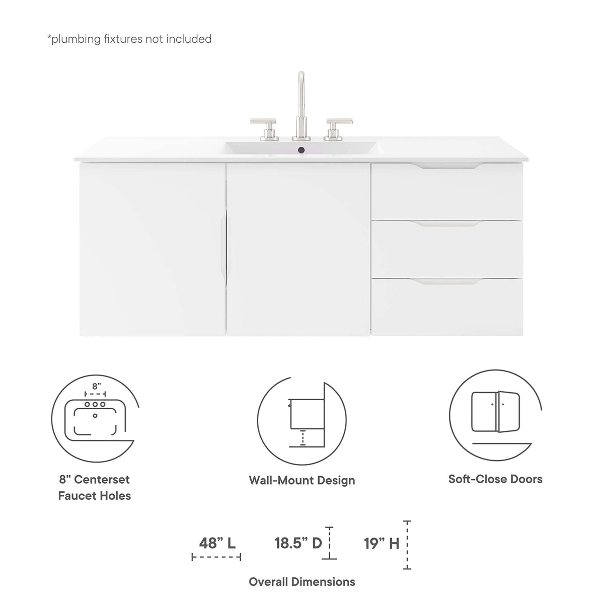 Vitality 48" Double or Single Sink Compatible Bathroom Vanity Cabinet by Modway, photo 2 of 14