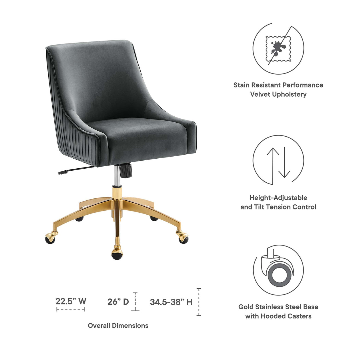 Discern Performance Velvet Office Chair by Modway, photo 19 of 21