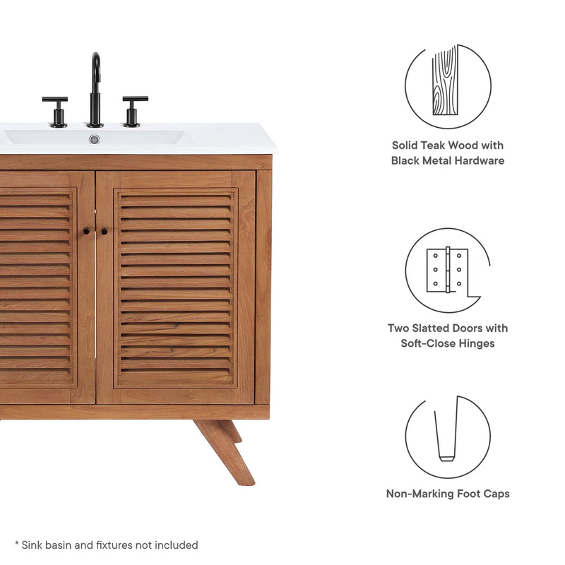 Birdie 36" Teak Wood Bathroom Vanity Cabinet, photo 2 of 7