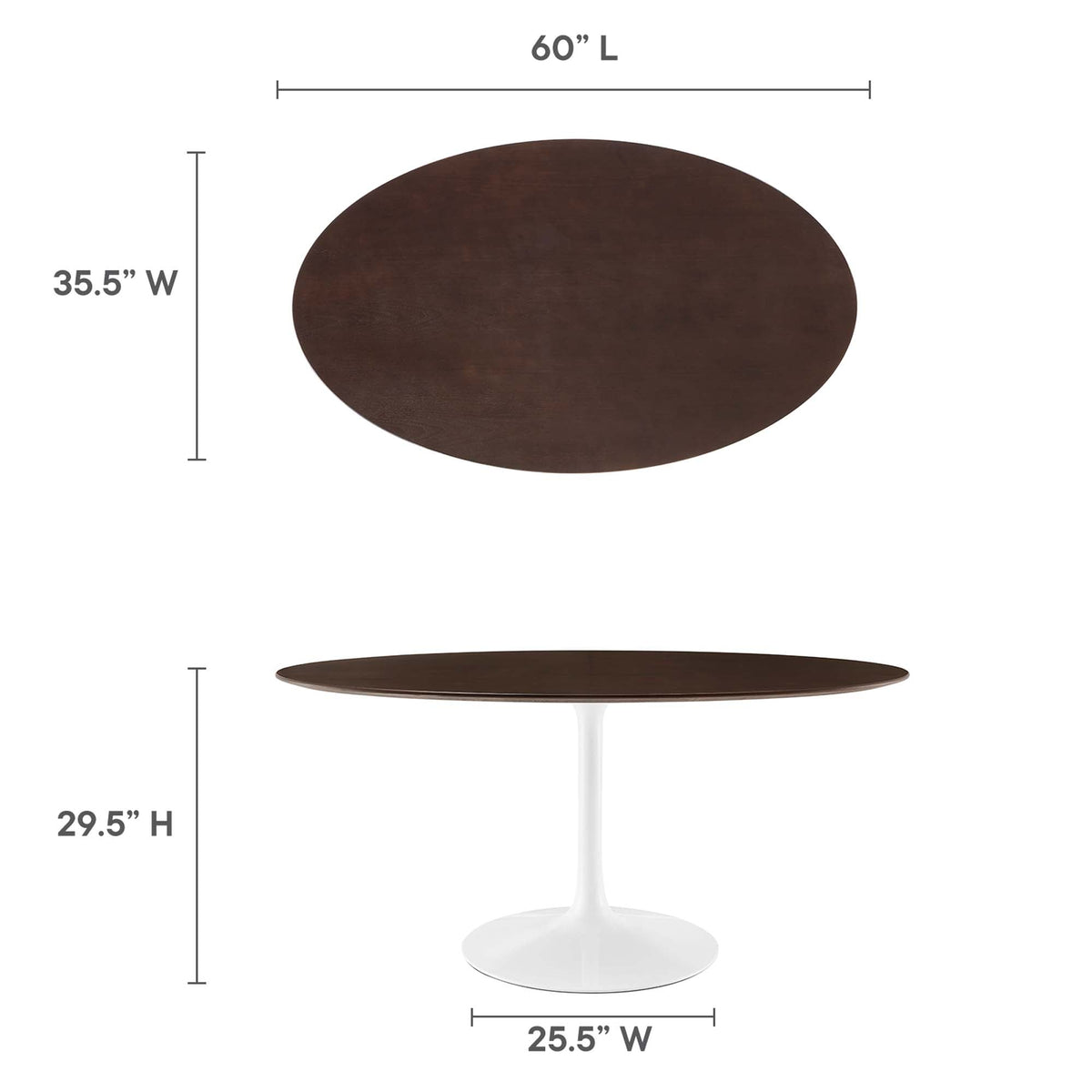 Lippa 60" Oval Cherry Walnut Wood Dining Table by Modway, photo 3 of 7