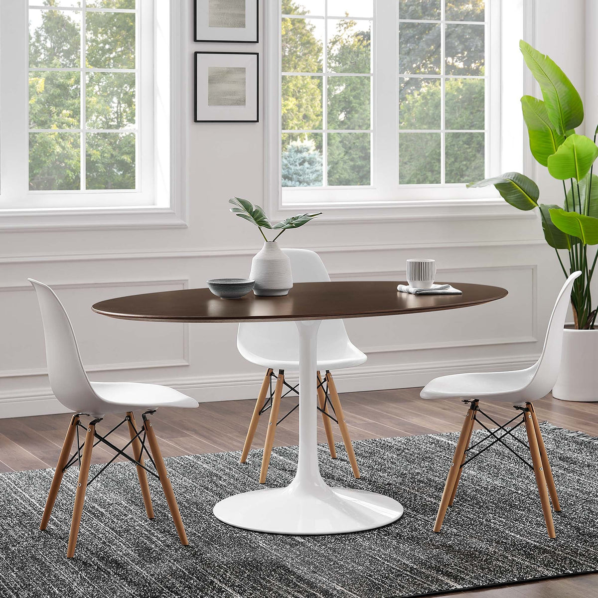 Lippa 60" Oval Cherry Walnut Wood Dining Table by Modway, photo 6 of 7