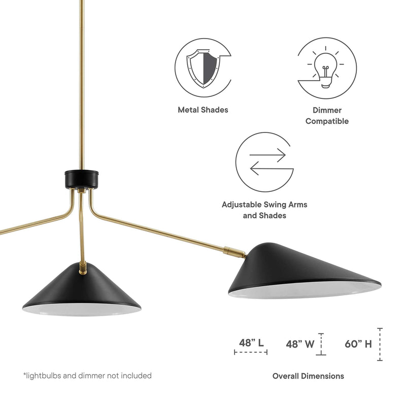Journey 3-Light 14" Arm Pendant by Modway, photo 2 of 7