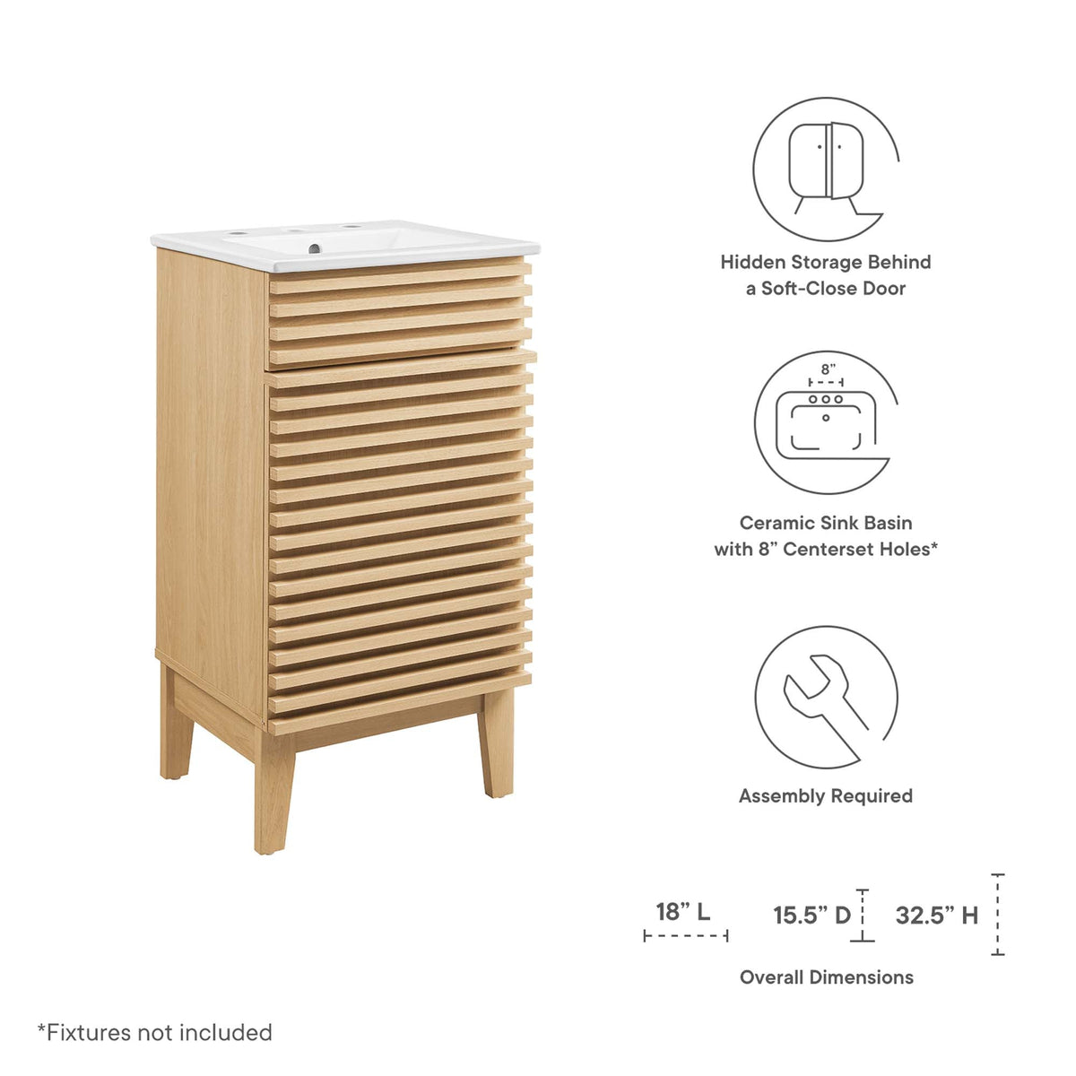 Render 18" Bathroom Vanity Cabinet by Modway, photo 2 of 52