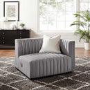 Conjure Channel Tufted Upholstered Fabric Right-Arm Chair