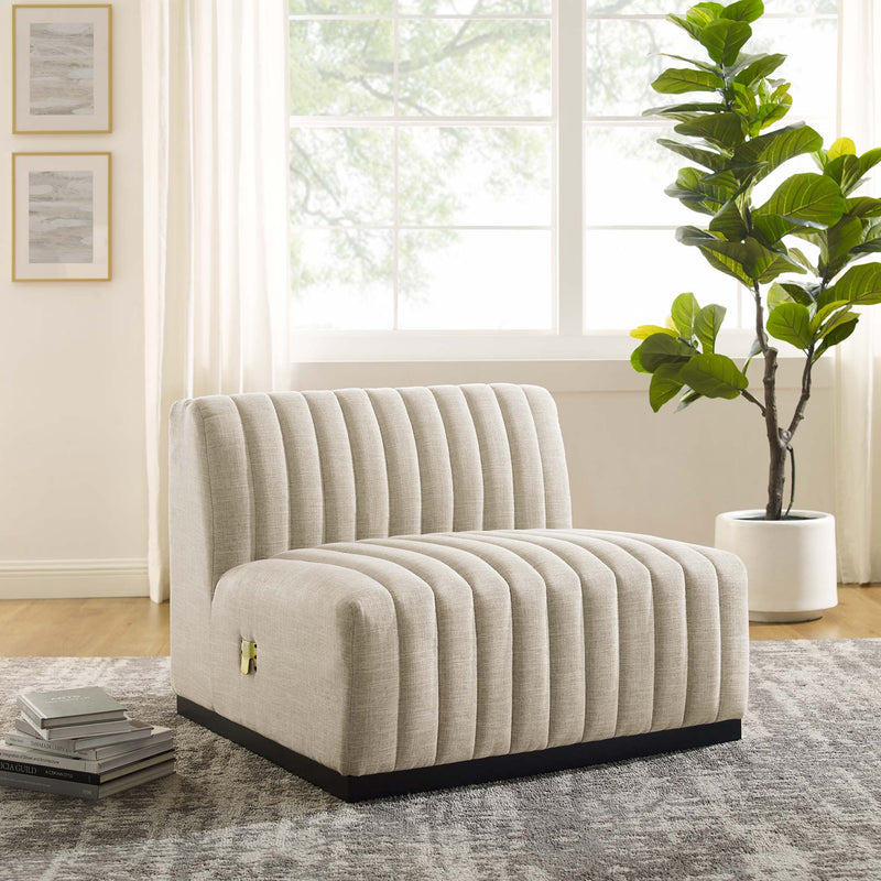 Conjure Channel Tufted Upholstered Fabric Armless Chair, photo 7 of 7
