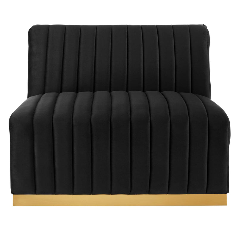 Conjure Channel Tufted Performance Velvet Armless Chair by Modway, photo 5 of 7