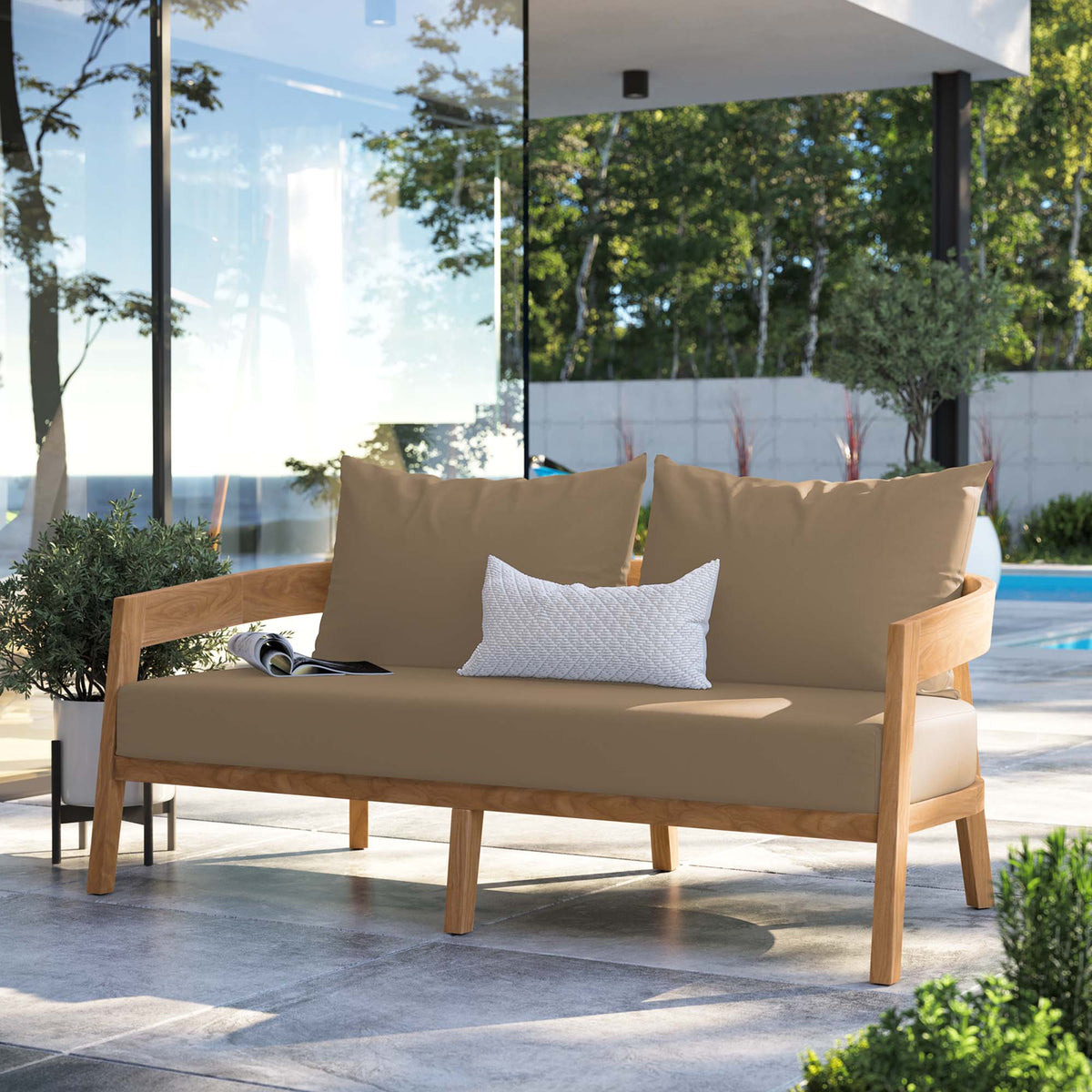 Brisbane Teak Wood Outdoor Patio Loveseat by Modway, photo 7 of 21