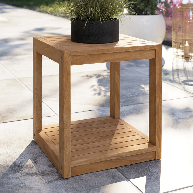 Carlsbad Teak Wood Outdoor Patio Side Table by Modway, photo 7 of 7